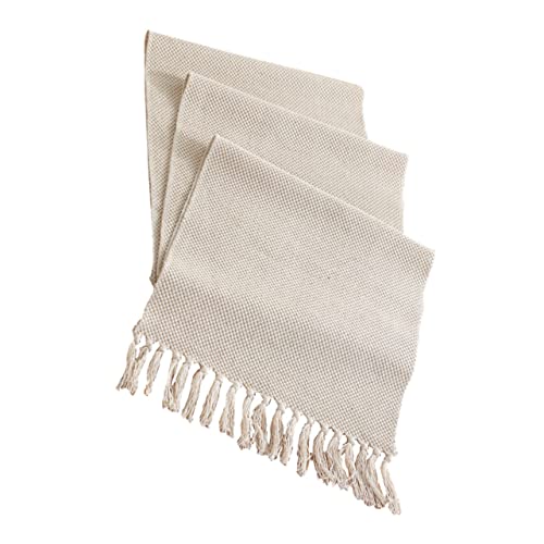 GLEAVI 1Stück Rustikaler Tischläufer aus Baumwolle Beige Handgewebte Tischflagge für Stilvolle Tischdekoration bei Festen Dinnerpartys von GLEAVI