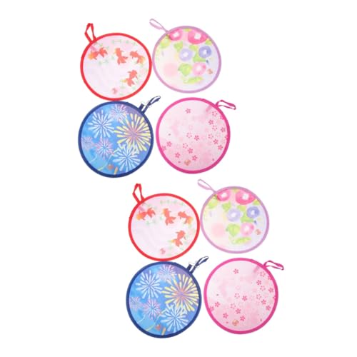 GLEAVI 2 Sätze Japanischer Klappventilator Kleine Ventilatoren Tragbar Faltbarer -Handheld Runden Tragbarer Mini-lüfter Faltbarer Runder Zufällige Farbe 4 Stück * 2 von GLEAVI