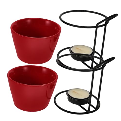 GLEAVI 2 Sätze Keramik Fondue Topf Teiliges mit Halterung Butter für Festliche Anlässe oder Gemütliche Abende von GLEAVI