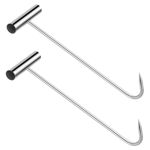GLEAVI 2 Stk. Teiliges Edelstahl Kanaldeckelheber mit Rutschfester Oberfläche Robuster T-haken für Sicheres Anheben von Schachtabdeckungen Ablaufgittern und Ofenabdeckungen Vielseitiges von GLEAVI