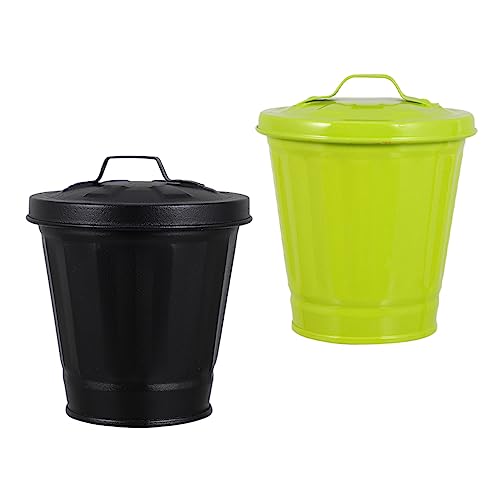 GLEAVI Kleiner Mülleimer 2 Stück aus für Schreibtisch Kompakter Desktop Müllbehälter mit Deckel für Schlafzimmer Büro und Küche Leicht zu Reinigen und Wiederverwendbar von GLEAVI