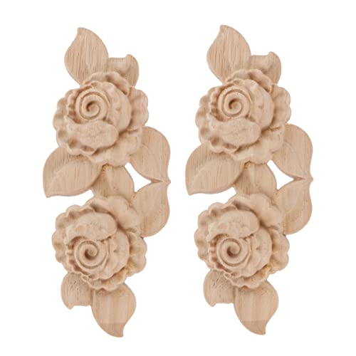 GLEAVI 2 Stück Holz Geschnitzte Applique Unlackierte Rosenschnitzerei für Möbel Wanddekoration Europäischer Stil Dekorative Elemente für Türen Schränke und GLEAVI 2 Stück Holz Geschnitzte Applique Unlackierte Rosenschnitzerei für Möbel Wanddekoration Europäischer Stil Dekorative Elemente für Türen Schränke und von GLEAVI