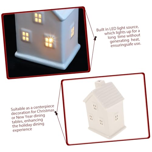 GLEAVI 2 Stück Keramik LED Beleuchtung Leuchtende Keramik Hauslichter Für Keramikhäuser Kleine Haus Hängeornamente Bemalte Tischlampe Weihnachtsbaum Dekoration Weiße von GLEAVI