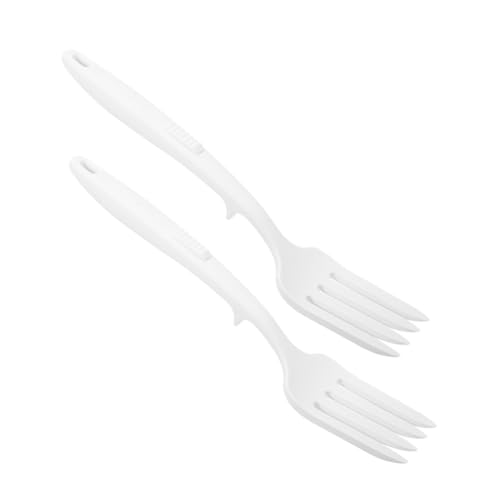 GLEAVI 2 Stück Kochgabel Aus Silikon Spaghetti- Nudelgabel Zum Kochen Spaghetti-server-utensil Nudelgabel Aus Silikon Gebäckgabel Für Teig Weiß Kieselgel von GLEAVI