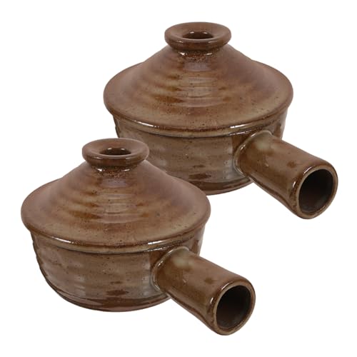 GLEAVI 2 Stück Mikrowellen Auflaufform Hot Pot Mit Deckel Chinesischer Tontopf Mit Deckel Steintopf Mikrowellen Kochgeschirr Küche Ton Kochtopf Eintopfkocher von GLEAVI