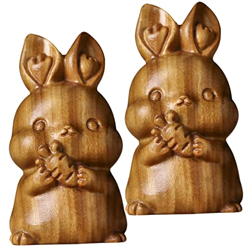 GLEAVI 2 Stück Mini Holz Hasenfiguren Handgeschnitzt Niedliche Kaninchen Deko für Tisch Büro Regal Geschenkidee GLEAVI 2 Stück Mini Holz Hasenfiguren Handgeschnitzt Niedliche Kaninchen Deko für Tisch Büro Regal Geschenkidee von GLEAVI