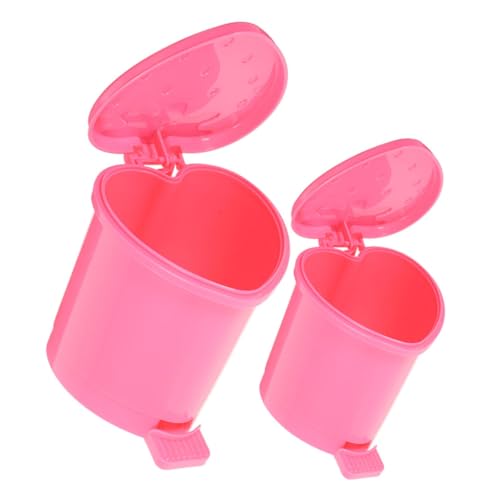 GLEAVI 2 Stück Mini Schreibtisch Mülleimer Erdbeerform Dekorativer Abfallbehälter mit Deckel für Schlafzimmer und Küche Kawaii Design für Home Office und Kinderzimmer von GLEAVI