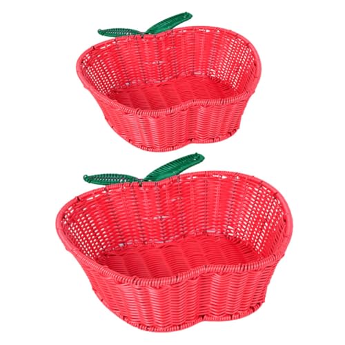 GLEAVI 2 Stück Rattan Obstkorb Apfel Für Organizer Obst Und Gemüseaufbewahrung Theke Obstform Obstaufbewahrung Küchenorganisation Weiden Obstaufbewahrungskorb Mit von GLEAVI
