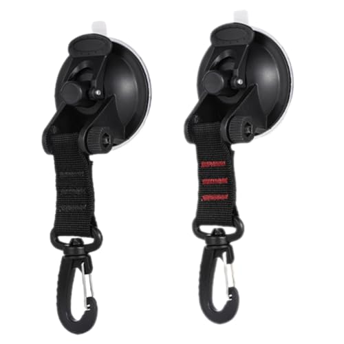 GLEAVI 2 Stück Saugnapf Haken mit Robustem Tragbare Fenster Halterung für Auto Camping Outdoor und Zuhause Rostfreie Leicht Montierbare Multifunktionale Halterung in Rot und Schwarz von GLEAVI