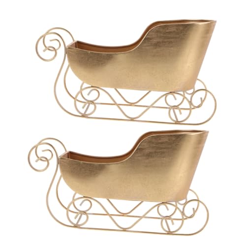 GLEAVI 2 Stück Schlittendekoration Weihnachtsbonbonschale Tisch-Weihnachtsschlitten Weihnachtsschlittenmodelle dekorativer Weihnachtsschlitten Mini-Weihnachtsschlitten Eisen Golden von GLEAVI
