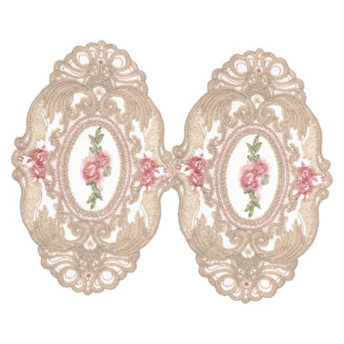 GLEAVI 2 Stück Spitzen Tischsets Tischsets Tischmatte Spitzengeschirr Französische Häkeldeckchen Esstisch Esszimmertisch Vintage Vase Tischdekoration Spitzendeckchen von GLEAVI