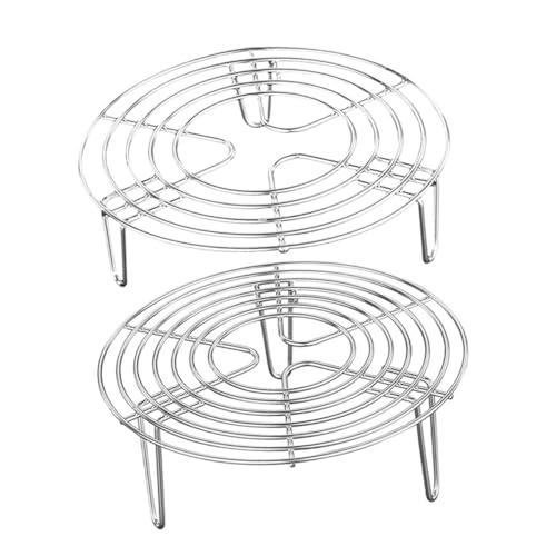 GLEAVI 2 Stück Teiliges Dampfgarer Edelstahl Robustes Steaming Rack mit Hohem und Niedrigem Fuß Vielseitig für Kochtöpfe zum Dämpfen Backen Braten und Abkühlen von Speisen von GLEAVI