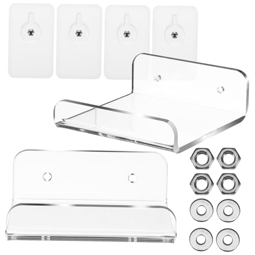 GLEAVI 2 Stück U Förmiges Wandregal Transparentes Selbstklebendes Acrylregal Wandmontiertes und Platzsparend für Wohnzimmer Schlafzimmer Badezimmer von GLEAVI