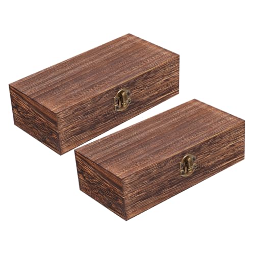 GLEAVI 2 Stück Vintage Holzbox Rechteckig Antike Holzgeschenkbox aus Massivem Holz Platzsparende Schmuck und Kleinteile Aufbewahrung Dekorative Truhen für Wohnzimmer und Büro von GLEAVI