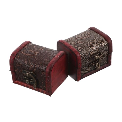 GLEAVI 2 Stück Vintage Mini Schatztruhe Schmuckbox aus Holz mit Metallschloss Kleine Schmuck Trödel Aufbewahrungsbox Tragbarer Schmuck Organizer für Reise und Zuhause GLEAVI 2 Stück Vintage Mini Schatztruhe Schmuckbox aus Holz mit Metallschloss Kleine Schmuck Trödel Aufbewahrungsbox Tragbarer Schmuck Organizer für Reise und Zuhause von GLEAVI
