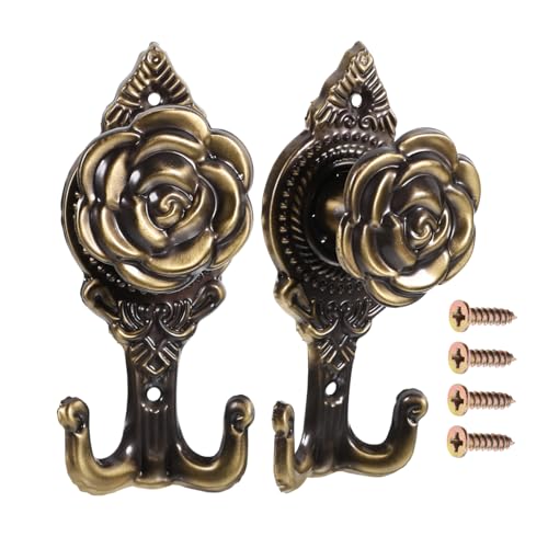 GLEAVI 2 Stück Vintage Vorhanghalter Klassische Rosen Design Haken für Gardinen Dekorative Wandhaken für Wohnzimmer und Büro und Praktisch für Langlebigkeit GLEAVI 2 Stück Vintage Vorhanghalter Klassische Rosen Design Haken für Gardinen Dekorative Wandhaken für Wohnzimmer und Büro und Praktisch für Langlebigkeit von GLEAVI