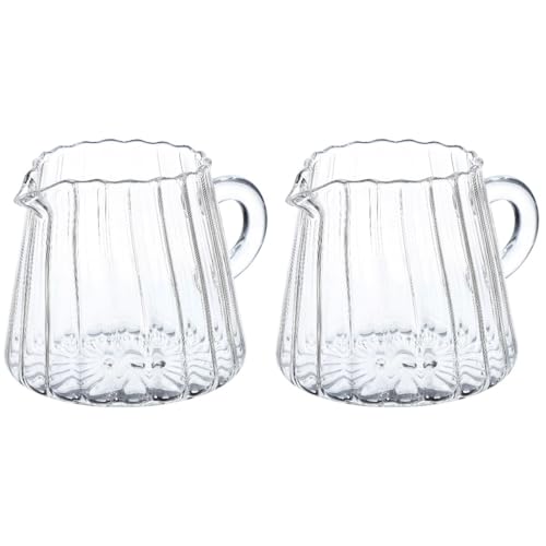 GLEAVI 2 Stück kleines Milchkännchen Tülle Schaum - Kaffeemilchkrug - Tee Milchglas espressomaschine gläser Tasse aus Milchglas Creamer Pitcher Glas mit hohem Borosilikatgehalt von GLEAVI