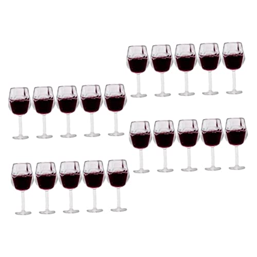 GLEAVI 20 Stück Mini Weinglas Puppenhaus winzig Zubehör Trinkbecher Weingläser Party Miniaturkelch Weinbecher Weinbecher-Ornament Miniaturbrille Mini-Hausgläser Mikro Kelch Harz von GLEAVI