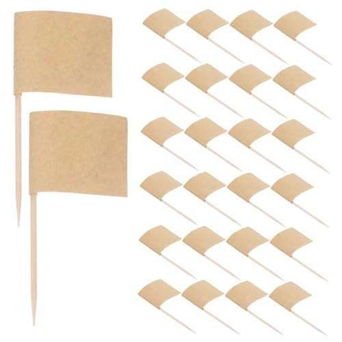 GLEAVI 200 Stück Braune Mini Flags für Cupcakes Käse Labels und Party Dekorationen für Snacks Buffets und Appetizer Dekorationen von GLEAVI