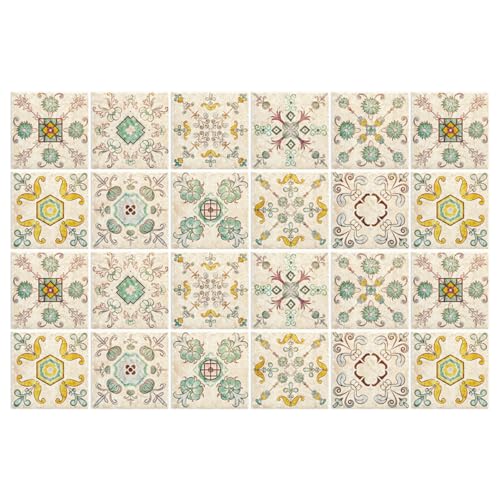 GLEAVI 24Stücke Vintage Fliesenaufkleber Selbstklebend Wasserdichte Wandfliesen Sticker für Küche Bad Wohnzimmer Installieren Retro Design für Zuhause GLEAVI 24Stücke Vintage Fliesenaufkleber Selbstklebend Wasserdichte Wandfliesen Sticker für Küche Bad Wohnzimmer Installieren Retro Design für Zuhause von GLEAVI