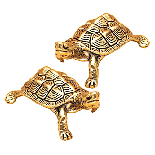 GLEAVI 2Stücke Messing Schildkröten Figuren Vintage Tischdekoration Langlebig Handwerklich für Büro Zuhause Schreibtisch Deko Miniaturschmuckstücke von GLEAVI