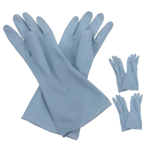 GLEAVI 3 Paare Wasserdichte Gummihandschuhe Haushalt Handschuhe zum Spülen von Geschirr Abwaschen Reinigung Waschbare Handschuhe Mehrzweck-Waschhandschuhe mit waschbarem PVC Blau von GLEAVI