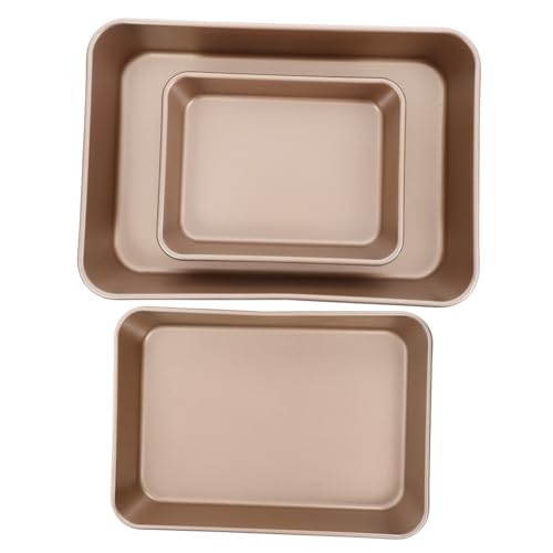 GLEAVI 3 Stück Backgeschirr-Set Toaster-Tablett für Untertoaster Backform rosa Cookie-Tablett Backformen Antihaft Ofenbleche zum Backen kleines Backblech Laib Pan Kohlenstoffstahl Golden von GLEAVI