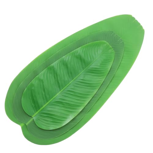GLEAVI 3stücke Tischsets Aus Künstlichen Bananenblättern Gefälschte Grüne Tropische Obsttellermatte Tischläufer Dekoration Für Zuhause Und Küche Party- von GLEAVI