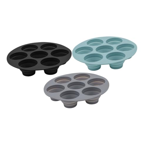 GLEAVI 3 Stück Teiliges Silikon Muffin Backblech Antihaft Muffinform für Cupcakes und Muffins Leicht zu Reinigen für und Profibereich Schwarz und Blau von GLEAVI