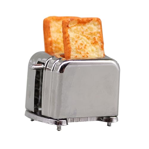 GLEAVI 3 Teiliges Brotbackautomaten Modell Tragbares Puppenhaus Miniatur Mini Brotbackautomat Toaster Kleines Mini Hauszubehör Brotbackautomaten Modell Mini Hauszubehör Legierung von GLEAVI