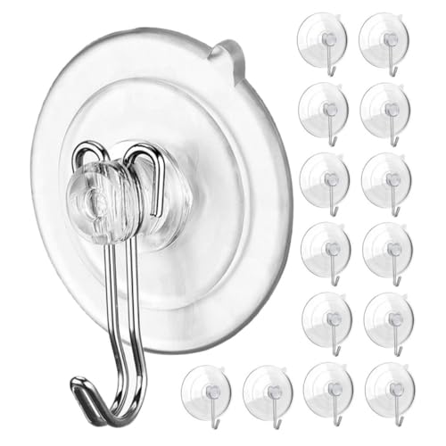 GLEAVI 30 Stück Teiliges Dicke Transparente Saugnapfhaken für Glas und Glatte Oberflächen Hohe Tragkraft Wiederverwendbar für Badezimmer Küche Fliesen Fenster und Duschwände von GLEAVI