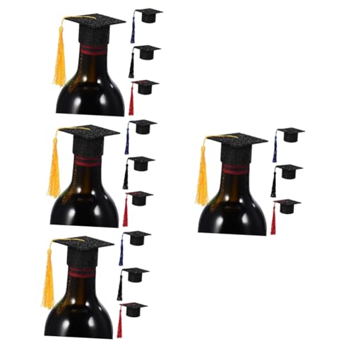 GLEAVI 4 Sätze Grad -party -dekorationen Dekoration Für Die Abschlussfeier 2024 Grad Partydekorationen Abschlusshutdekoration Abschlussgetränke Topper Mini Hüte Quaste Schwarz 4 Stück * 4 von GLEAVI