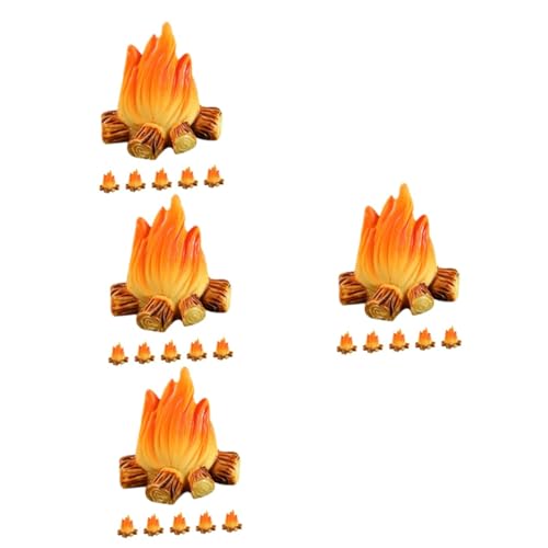 GLEAVI 4 Sätze Mini Bonfire Decoration Ornamente Party Dekoration Gartenfiguren Weihnachtsdekoration Modelle Baustützen Kunstfeuer Aus Harz Mikro-Lagerfeuer-Modell Feuermodell 6 Stück * 4 von GLEAVI