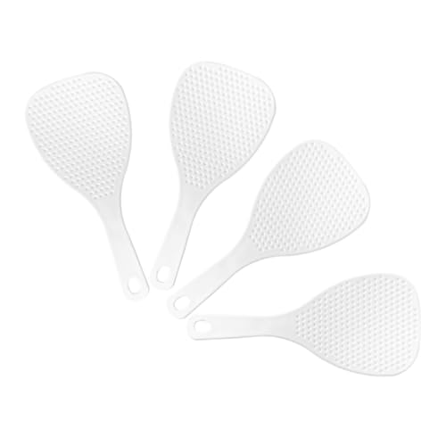 GLEAVI 4 Stück Antihaftbeschichteter Reislöffel Reiskocher-utensilien Küche Reislöffel Reiskocherlöffel Schaufelspatel Reis Paddel Reispaddel Reishalter Plastik Weiß von GLEAVI