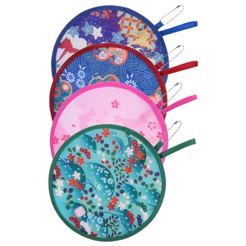 GLEAVI 4 Stück Faltbare Handfächer Rund Leichte Tragbare Fächer mit Buntem Cartoon Design Schnelle Kühlung für Hochzeiten Partys Reisen und Sommer Events von GLEAVI