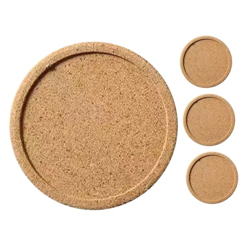 GLEAVI 4 Stück Kork Untersetzer Durchmesser Hitzebeständige Konkave Form für Stabilen Halt rutschfeste Korkmatten als Kork Cup Coaster für Bar Gläser und Kalte Getränke von GLEAVI