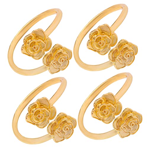 GLEAVI 4 Stück Metall Rosen Serviettenringe Gold Napkin Holder für Hochzeit Party Wiederverwendbar Robust Dekorativ für Dining Table Festliche Tafelgestaltung GLEAVI 4 Stück Metall Rosen Serviettenringe Gold Napkin Holder für Hochzeit Party Wiederverwendbar Robust Dekorativ für Dining Table Festliche Tafelgestaltung von GLEAVI