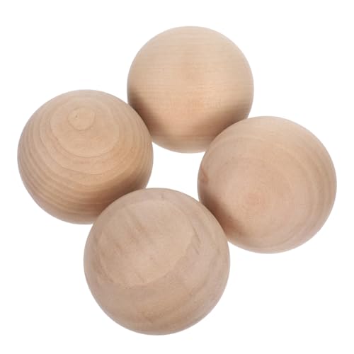 GLEAVI 4 Stück Runde Holzkugeln Naturbelassen Handpoliert Splintfrei Stabile Bastelsphären für DIY Dekoration Zeichnen Modellbau Kunstprojekte von GLEAVI
