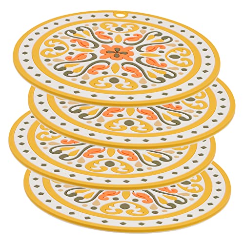 GLEAVI 4 Stück Runde PVC Untersetzer Set rutschfest Hitzebeständig Abwaschbar für Haushalt Bar und Restaurant Gelb Praktische Tischdekoration GLEAVI 4 Stück Runde PVC Untersetzer Set rutschfest Hitzebeständig Abwaschbar für Haushalt Bar und Restaurant Gelb Praktische Tischdekoration von GLEAVI