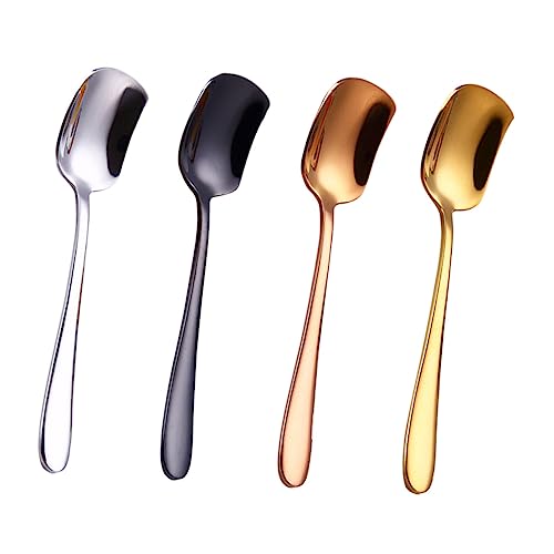 GLEAVI 4 Stück Teiliges Dessertlöffel Eiscreme Löffel Teelöffel mit Ergonomischem Griff für Kaffee Tee Dessert Modern Elegant Poliert für Küche Bar Party von GLEAVI