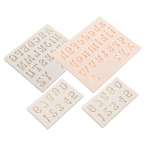 GLEAVI 4 Stück Teiliges Silikon Backform Kleinbuchstaben Sowie Zahlen Flexible Langlebige Kuchenformen für DIY Schokolade Fondant Backen Leicht zu Reinigen von GLEAVI