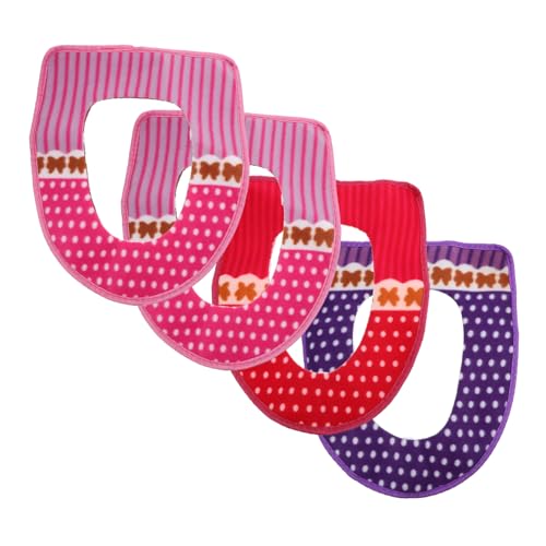 GLEAVI 4 Stück Teiliges Wc Sitz mit Weichem Dickem Plüschbezug rutschfest Warm Klo Matte und Sitzauflage Kalte Toilettensitze Schützen Praktische Stylische Zufällige Farbe von GLEAVI