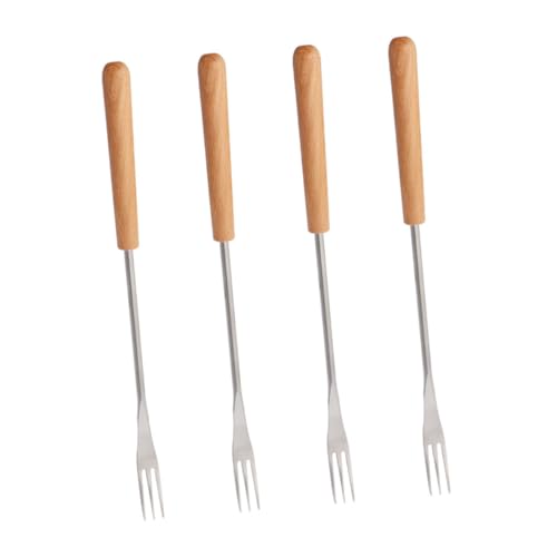 GLEAVI 4 Stück Tragbare Fonduegabeln aus mit Holzgriff für Käse und Bbq Anti Verbrühungs Bratspieß mit Langem Griff für Grill und Fondue GLEAVI 4 Stück Tragbare Fonduegabeln aus mit Holzgriff für Käse und Bbq Anti Verbrühungs Bratspieß mit Langem Griff für Grill und Fondue von GLEAVI