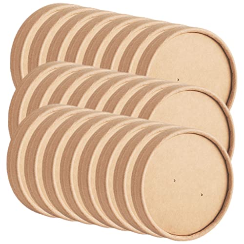 GLEAVI 40st Deckel Der Takeaway-box Breibecher Deckel überzüge Für Getränke Tassendeckel -lebensmitteldeckel To Go Suppendosen Deckel Kraftpapier Container Mikrowelle von GLEAVI