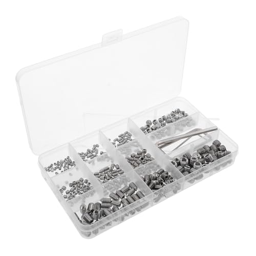 GLEAVI 400 Stück Teiliges Edelstahl Schrauben Sortiment Kegelspitz Fixierschrauben mit Innensechskantschlüssel für Badarmaturen Lichtmontage Türknäufe Handtuchhalter Vielseitig für von GLEAVI