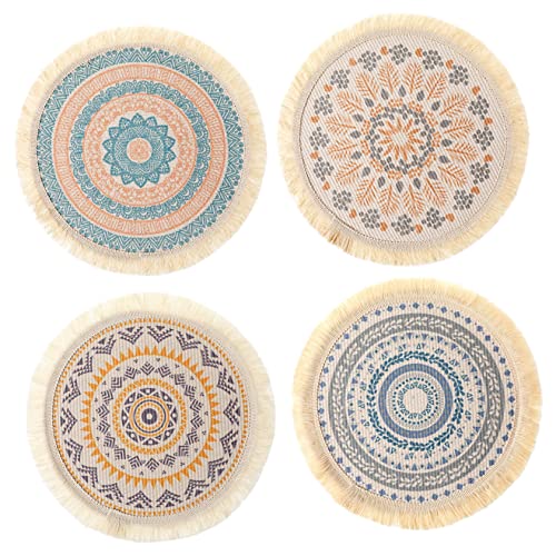 GLEAVI 4stücke Runde Tischsets Mit Gewebten Quasten Böhmisches Muster Hitzebeständige Untersetzer Schutz Vor Flecken Für Esstische Hochzeitsdekoration Bauernhaus-Stil GLEAVI 4stücke Runde Tischsets Mit Gewebten Quasten Böhmisches Muster Hitzebeständige Untersetzer Schutz Vor Flecken Für Esstische Hochzeitsdekoration Bauernhaus-Stil von GLEAVI