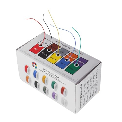 GLEAVI 5 Rollen Silikonkabel Flexibel Temperaturbeständig Kupferlitze DIY Elektrowerkzeug Kabelset in Farben Hohe Leitfähigkeit und Langlebig für Elektrische Reparaturen GLEAVI 5 Rollen Silikonkabel Flexibel Temperaturbeständig Kupferlitze DIY Elektrowerkzeug Kabelset in Farben Hohe Leitfähigkeit und Langlebig für Elektrische Reparaturen von GLEAVI