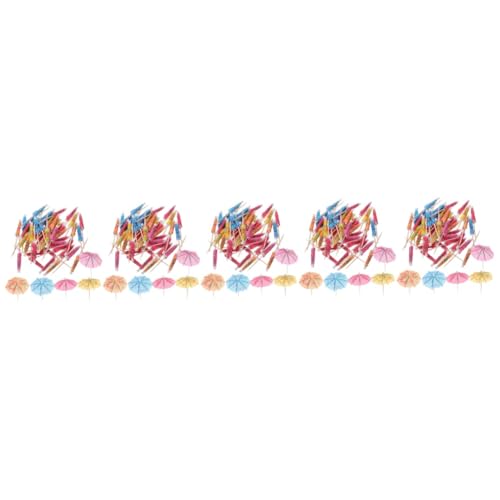 GLEAVI 5 Sätze Cocktail Dekoratives Regenschirmschild Hawaiianische Regenschirme Zahnstocher Regenschirm- Regenschirm Cupcake Topper Schirmstöcke Papier 50 Stück * 5 von GLEAVI