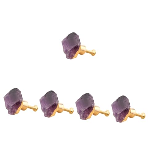 GLEAVI 5 Stück Eleganter Kristall Schrankknauf aus Reinem Messing mit Amethyst Goldrand Kreativer Möbelgriff für Kleiderschränke Küchenschränke Installieren Vielseitig Einsetzbar von GLEAVI