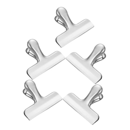 GLEAVI 5 Stück Teiliges Lebensmittel Clips aus Robuste Metall Klemmclips mit Breiter Klemme Vielseitig für Snack und Brotbeutel Sicherer Griff mit Abgerundeten Kanten für Küche Büro von GLEAVI